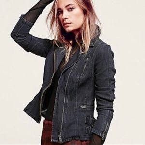 Free People Denim Moto Jacket